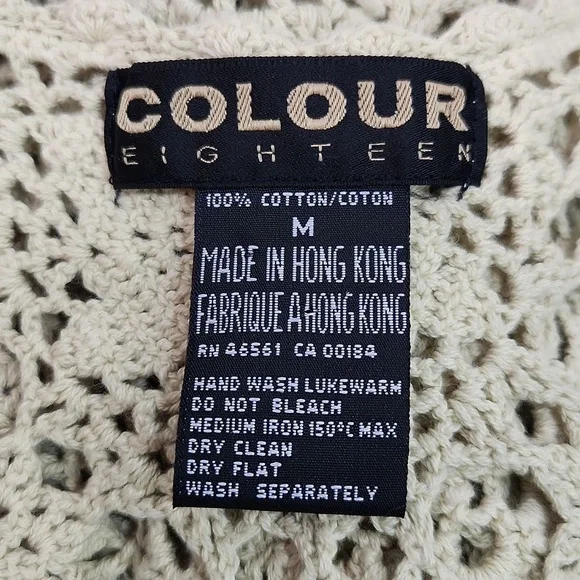 VTG Crochet Lace Ecru Beige Cream COLOUR EIGHTEEN Long Tunic Vest Mini Dress (M) - Picture 9 of 11